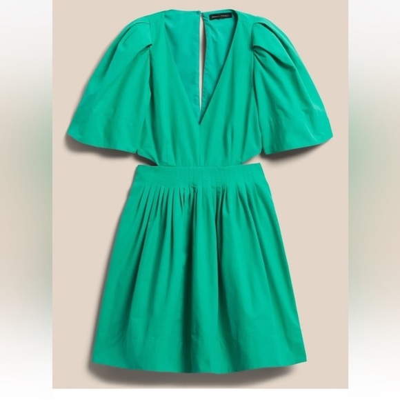 Banana Republic Flutter Flare Mini Dress Green Sz 6 Feminine Modern Cut Out - Picture 7 of 11